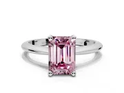 Solitaire Engagement Ring Setting for Fancy Pink Emerald Cut Center with Knife Ridge Band and Claw Prong Head in Platinum