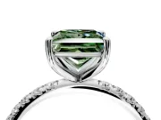 Solitaire Engagement Ring Setting for Fancy Green Princess Cut Center with Micro Pave Band and Prong Head in Platinum
