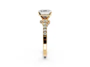 Solitaire Engagement Ring Setting for Asscher Cut Center with Crossover Accents and Prong Head in Yellow Gold