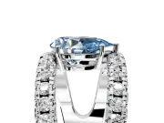 Solitaire Engagement Ring Setting for Fancy Blue Pear-Shaped Center with Wide-Open Split Shank and Prong Head in White Gold