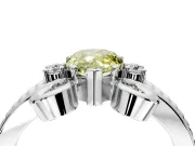 Solitaire Engagement Ring Setting for Fancy Yellow Pear-Shaped Center with Twisted Band and Scroll Prong Head in Sterling Silver