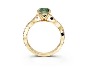Solitaire Engagement Ring Setting for Fancy Green Cushion Cut Center with Twisted Pave Split Shank and Prong Head in Yellow Gold