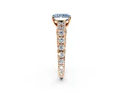 Solitaire Engagement Ring Setting for Fancy Blue Radiant Cut Center with Pave Cathedral Shoulders and Prong Head in Rose Gold