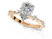 Solitaire Engagement Ring Setting for Pear-Shaped Center with Bezel Station Band and Prong Head in Rose Gold