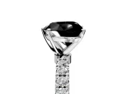 Open Basket Engagement Ring Setting for Fancy Black Heart-Shaped Center with Pave Band and Prong Head in Sterling Silver