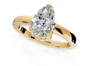 Solitaire Engagement Ring Setting for Pear-Shaped Center with Plain Band and Flat Tab Prong Head in Yellow Gold