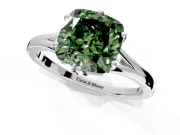 Solitaire Engagement Ring Setting for Fancy Green Cushion Cut Center with Plain Split Shank and Prong Head in White Gold