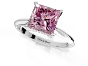 Solitaire Engagement Ring Setting for Fancy Pink Princess Cut Center with Knife Ridge Band and Claw Prong Head in Platinum