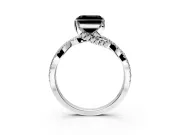 Solitaire Engagement Ring Setting for Fancy Black Asscher Cut Center with Narrow Twist Pave Band and Prong Head in White Gold
