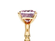 Solitaire Engagement Ring Setting for Fancy Pink Princess Cut Center with Bamboo Band and Prong Head in Yellow Gold