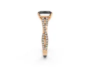 Solitaire Engagement Ring Setting for Fancy Black Radiant Cut Center with Twisted Pave Split Shank and Prong Head in Rose Gold