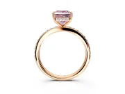 Solitaire Engagement Ring Setting for Fancy Pink Princess Cut Center with Fine Pave Band and Prong Head in Rose Gold