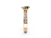 Solitaire Engagement Ring Setting for Fancy Green Oval Center with Channel-Set Accents and Prong Head in Rose Gold
