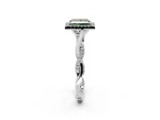 Halo Engagement Ring Setting for Fancy Green Princess Cut Center with Twist Band and Prong Head in Platinum