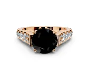 Solitaire Engagement Ring Setting for Fancy Black Round Cut Center with Pave Cathedral Shoulders and Prong Head in Rose Gold