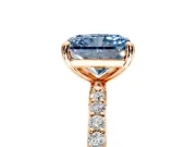 Solitaire Engagement Ring Setting for Fancy Blue Radiant Cut Center with Pave Accents and Prong Head in Rose Gold