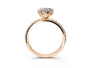 Solitaire Engagement Ring Setting for Heart-Shaped Center with Micro Pave Band and Prong Head in Rose Gold