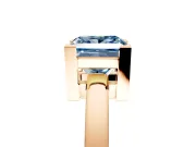 Solitaire Engagement Ring Setting for Fancy Blue Princess Cut Center with Plain Band and Flat Tab Prong Head in Rose Gold