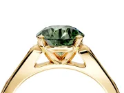 Solitaire Engagement Ring Setting for Fancy Green Round Cut Center with Channel Accents and Prong Head in Yellow Gold