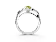 Channel-Set Engagement Ring Setting for Fancy Yellow Marquise Center with Baguette Band and Prong Head in Platinum