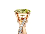 Solitaire Engagement Ring Setting for Fancy Yellow Oval Center with Half-Pave Crossover Band and Prong Head in Rose Gold