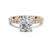 Solitaire Engagement Ring Setting for Radiant Cut Center with Large Accent Band and Prong Head in Rose Gold
