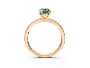 Solitaire Engagement Ring Setting for Fancy Green Oval Center with Fine Pave Band and Prong Head in Rose Gold