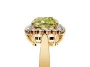 Starburst Halo Engagement Ring Setting for Fancy Yellow Cushion Cut Center with Flat Cathedral Band and Prong Head in Yellow Gold
