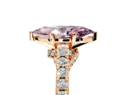 Solitaire Engagement Ring Setting for Fancy Pink Marquise Center with Crossover Accents and Prong Head in Rose Gold