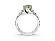Solitaire Engagement Ring Setting for Fancy Yellow Heart-Shaped Center with Graduated Shared Prongs and Prong Head in Platinum