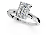Solitaire Engagement Ring Setting for Emerald Cut Center with Basket Rail and Prong Head in Sterling Silver
