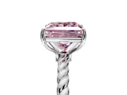 Solitaire Engagement Ring Setting for Fancy Pink Princess Cut Center with Plain Twisted Rope Band and Prong Head in Sterling Silver