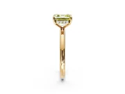 Hidden Halo Engagement Ring Setting for Fancy Yellow Asscher Cut Center with Thin Rounded Band and Prong Head in Yellow Gold