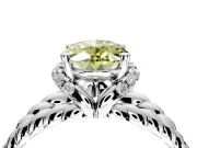 Halo Engagement Ring Setting for Fancy Yellow Oval Center with Rope Twist Split Shank and Prong Head in Platinum