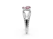 Halo Engagement Ring Setting for Fancy Pink Heart-Shaped Center with Rope Twist Split Shank and Prong Head in White Gold