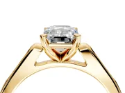Solitaire Engagement Ring Setting for Emerald Cut Center with Channel Accents and Prong Head in Yellow Gold