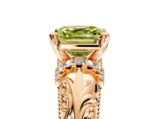 Solitaire Engagement Ring Setting for Fancy Yellow Asscher Cut Center with Filigree Accent Basket and Prong Head in Rose Gold