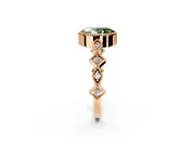 Milgrain Bezel Engagement Ring Setting for Fancy Green Oval Center with Marquise Stations and Bezel Head in Rose Gold