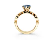 Solitaire Engagement Ring Setting for Fancy Blue Heart-Shaped Center with Milgrain Bezel Accents and Prong Head in Yellow Gold