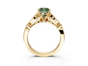 Solitaire Engagement Ring Setting for Fancy Green Cushion Cut Center with Marquise and Bezel Accents and Prong Head in Yellow Gold