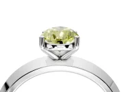 Solitaire Engagement Ring Setting for Fancy Yellow Pear-Shaped Center with Wide Knife Ridge Band and Prong Head in Sterling Silver