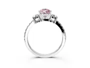 3 Stone Engagement Ring Setting for Fancy Pink Pear-Shaped Center with Round Cut Side Accents and Prong Head in Sterling Silver