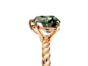 Solitaire Engagement Ring Setting for Fancy Green Heart-Shaped Center with Plain Twisted Rope Band and Prong Head in Rose Gold