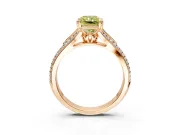 Solitaire Engagement Ring Setting for Fancy Yellow Radiant Cut Center with Pave Rail Split Shank and Prong Head in Rose Gold