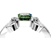 Solitaire Engagement Ring Setting for Fancy Green Emerald Cut Center with Twisted Band and Scroll Prong Head in White Gold