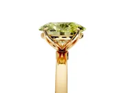 Solitaire Engagement Ring Setting for Fancy Yellow Oval Center with Thin Rounded Plain Band and Prong Head in Yellow Gold