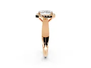 Halo Engagement Ring Setting for Radiant Cut Center with Square Band and Prong Head in Rose Gold