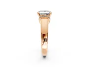 Solitaire Engagement Ring Setting for Princess Cut Center with Wide Band, Pave Collar and Prong Head in Rose Gold