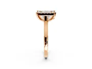 Single Halo Engagement Ring Setting for Princess Cut Center with Corner Claws, Plain Band and Prong Head in Rose Gold
