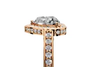 Halo Engagement Ring Setting for Heart-Shaped Center with Framed Halo, Pave Band and Prong Head in Rose Gold